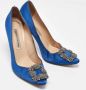 Manolo Blahnik Pre-owned Satin heels Blue Dames - Thumbnail 4