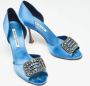 Manolo Blahnik Pre-owned Satin heels Blue Dames - Thumbnail 4