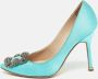 Manolo Blahnik Pre-owned Satin heels Blue Dames - Thumbnail 2