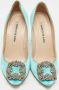 Manolo Blahnik Pre-owned Satin heels Blue Dames - Thumbnail 3