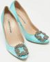 Manolo Blahnik Pre-owned Satin heels Blue Dames - Thumbnail 4