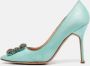 Manolo Blahnik Pre-owned Satin heels Blue Dames - Thumbnail 2