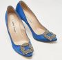 Manolo Blahnik Pre-owned Satin heels Blue Dames - Thumbnail 4