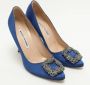 Manolo Blahnik Pre-owned Satin heels Blue Dames - Thumbnail 4