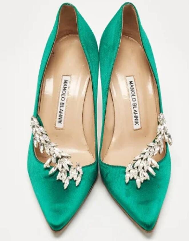 Manolo Blahnik Pre-owned Satin heels Green Dames