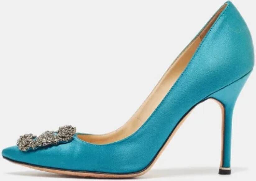 Manolo Blahnik Pre-owned Satin heels Green Dames