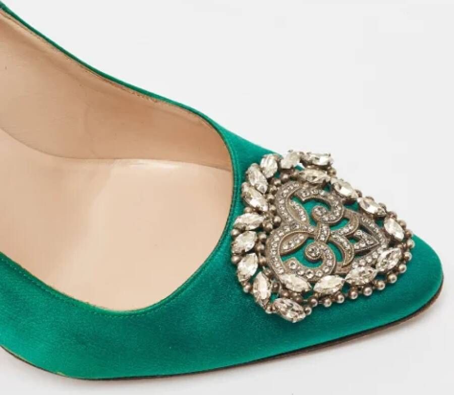 Manolo Blahnik Pre-owned Satin heels Green Dames