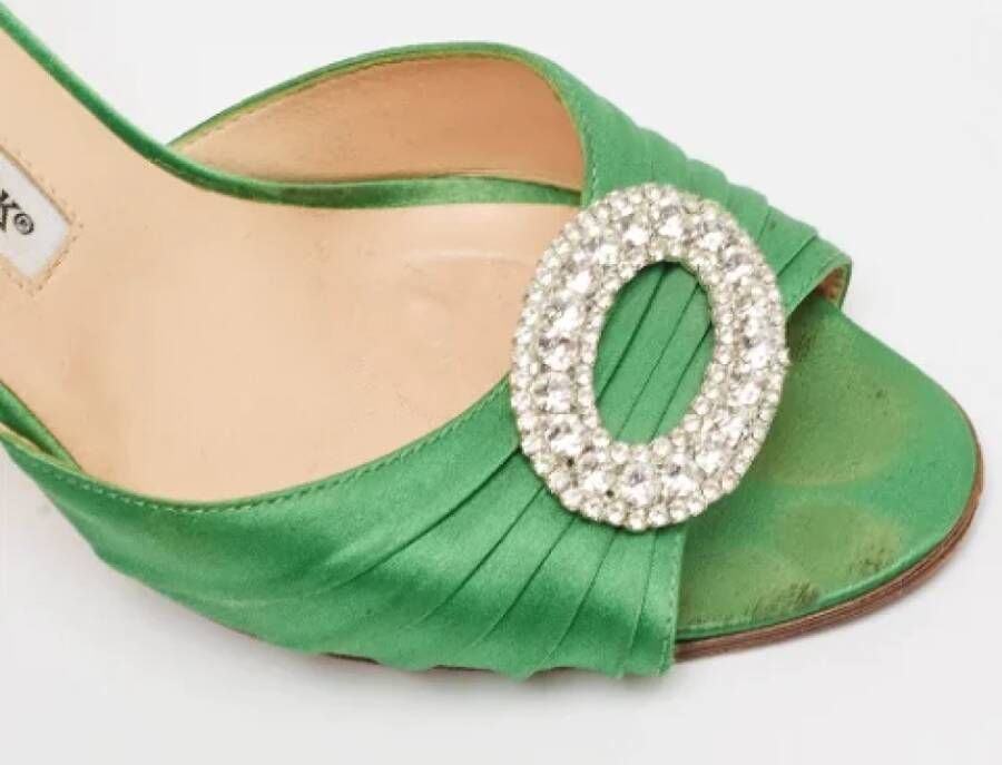 Manolo Blahnik Pre-owned Satin heels Green Dames