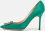 Manolo Blahnik Pre-owned Satin heels Green Dames - Thumbnail 2