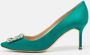 Manolo Blahnik Pre-owned Satin heels Green Dames - Thumbnail 2