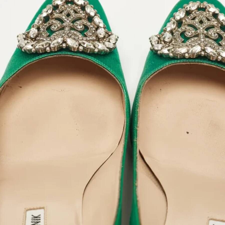 Manolo Blahnik Pre-owned Satin heels Green Dames