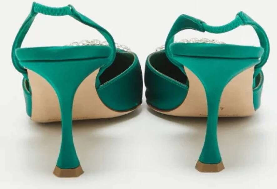 Manolo Blahnik Pre-owned Satin heels Green Dames