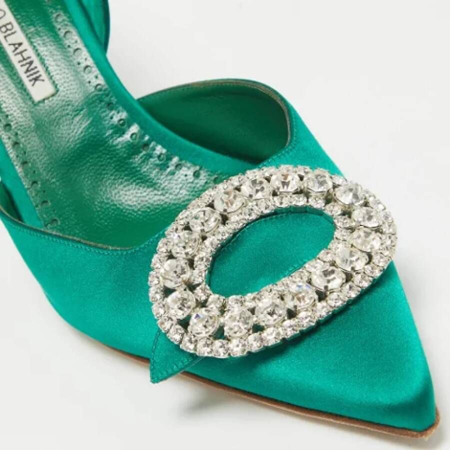 Manolo Blahnik Pre-owned Satin heels Green Dames