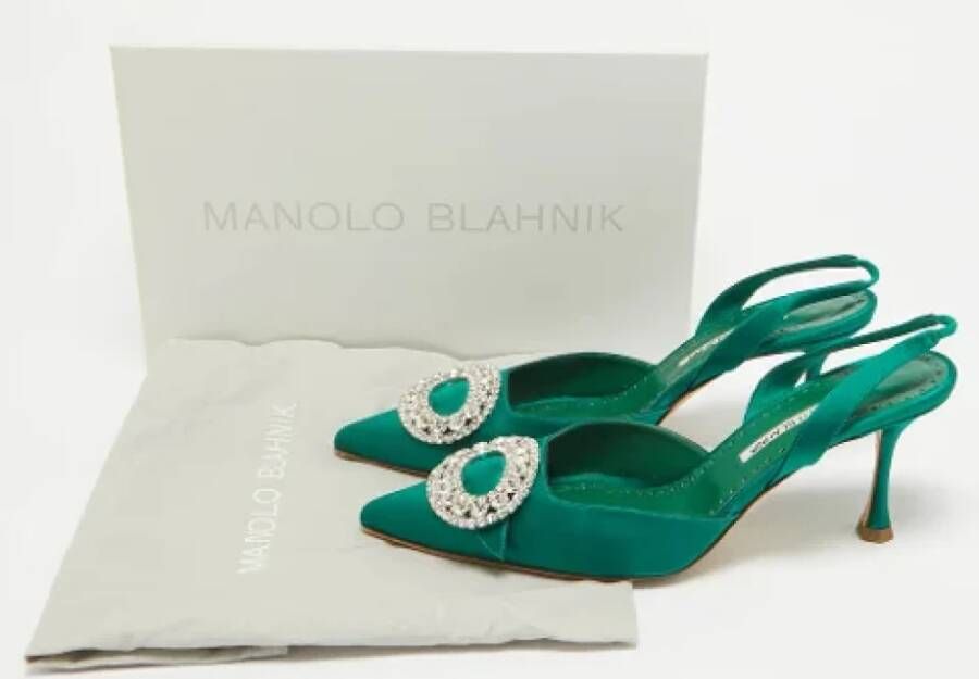 Manolo Blahnik Pre-owned Satin heels Green Dames