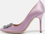 Manolo Blahnik Pre-owned Satin heels Purple Dames - Thumbnail 2