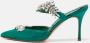 Manolo Blahnik Pre-owned Satin mules Green Dames - Thumbnail 2