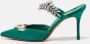 Manolo Blahnik Pre-owned Satin sandals Green Dames - Thumbnail 2