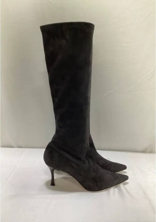 Manolo Blahnik Pre-owned Suede boots Gray Dames