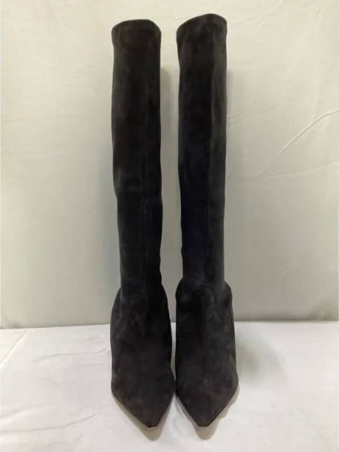 Manolo Blahnik Pre-owned Suede boots Gray Dames