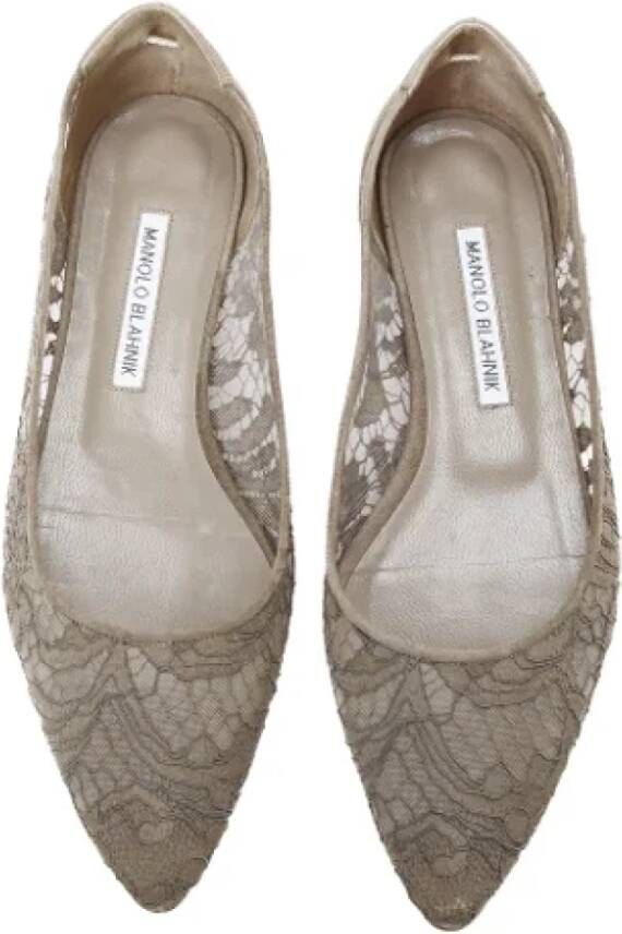 Manolo Blahnik Pre-owned Suede flats Gray Dames