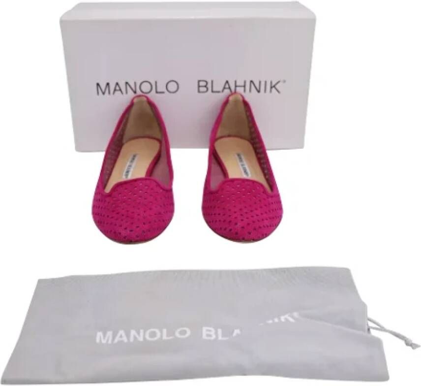 Manolo Blahnik Pre-owned Suede flats Pink Dames