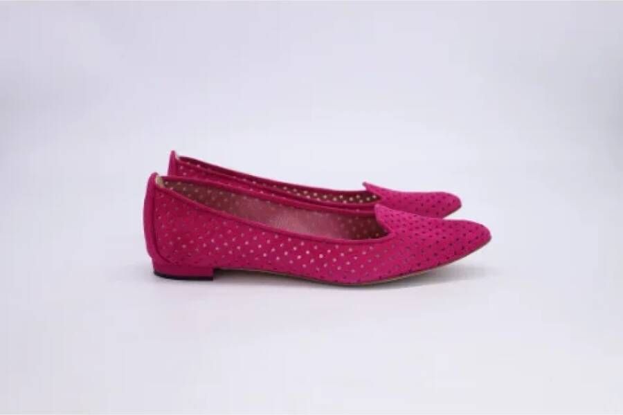 Manolo Blahnik Pre-owned Suede flats Pink Dames