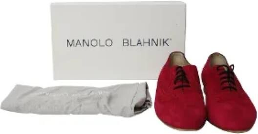 Manolo Blahnik Pre-owned Suede flats Red Dames