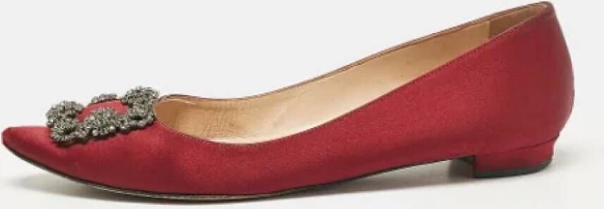 Manolo Blahnik Pre-owned Suede flats Red Dames