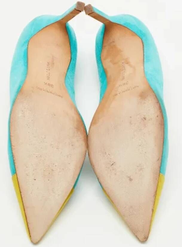 Manolo Blahnik Pre-owned Suede heels Blue Dames