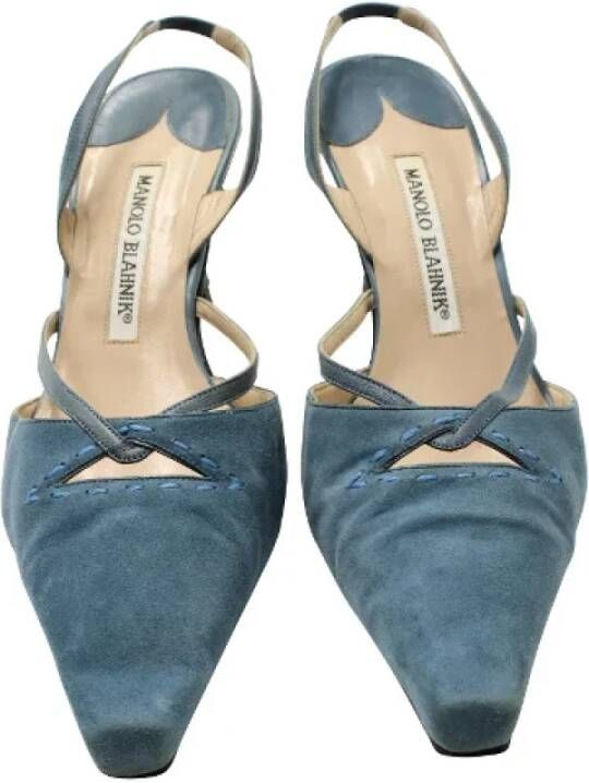 Manolo Blahnik Pre-owned Suede heels Blue Dames