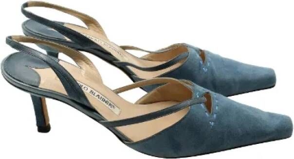 Manolo Blahnik Pre-owned Suede heels Blue Dames