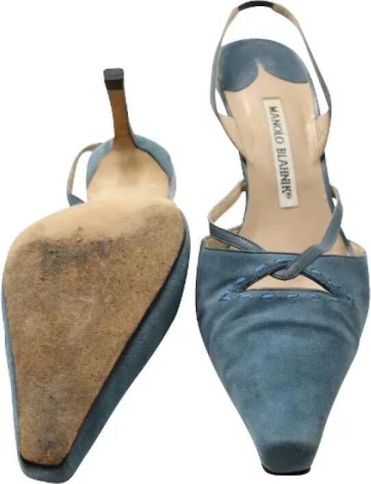 Manolo Blahnik Pre-owned Suede heels Blue Dames