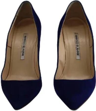 Manolo Blahnik Pre-owned Suede heels Blue Dames