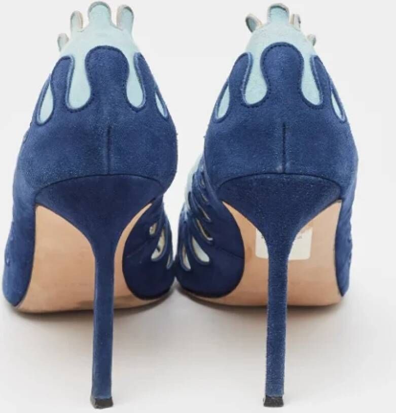 Manolo Blahnik Pre-owned Suede heels Blue Dames