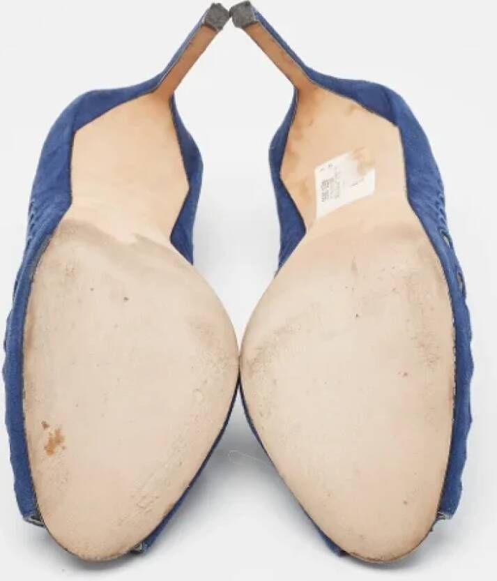 Manolo Blahnik Pre-owned Suede heels Blue Dames