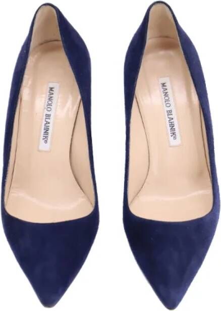 Manolo Blahnik Pre-owned Suede heels Blue Dames