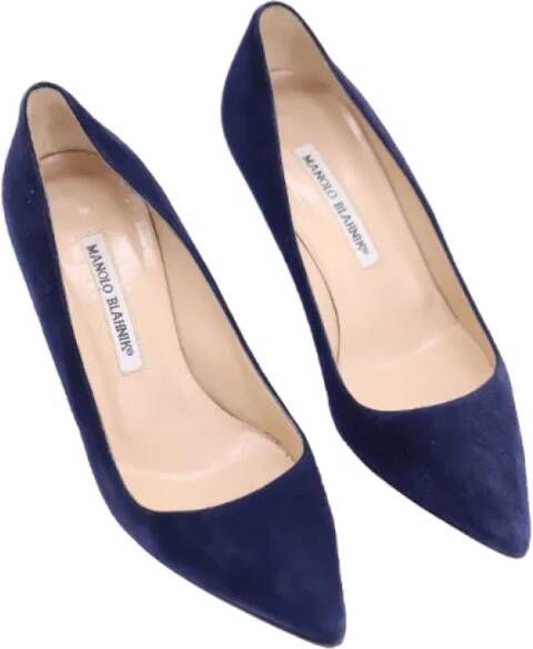 Manolo Blahnik Pre-owned Suede heels Blue Dames