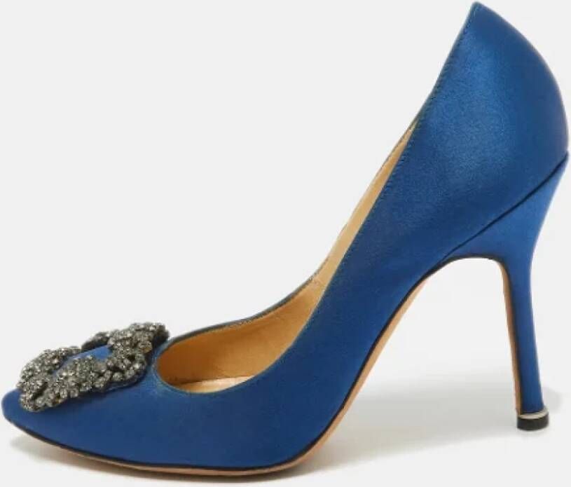 Manolo Blahnik Pre-owned Suede heels Blue Dames