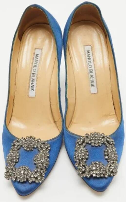 Manolo Blahnik Pre-owned Suede heels Blue Dames