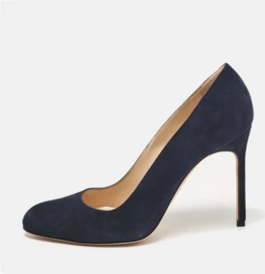 Manolo Blahnik Pre-owned Suede heels Blue Dames