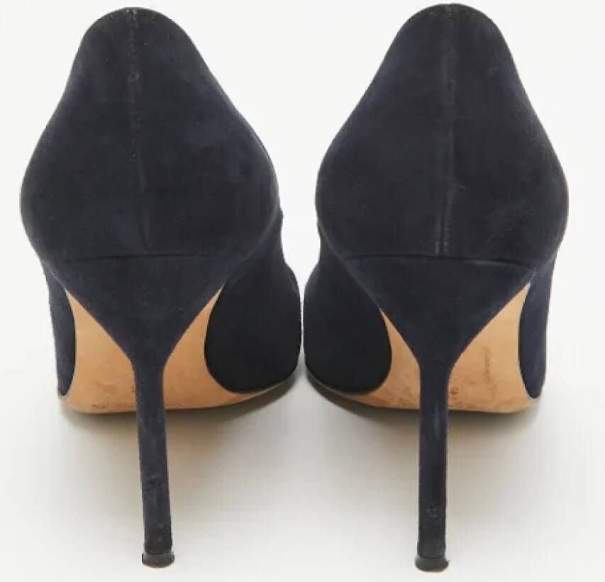 Manolo Blahnik Pre-owned Suede heels Blue Dames