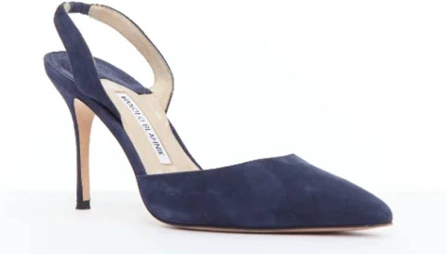 Manolo Blahnik Pre-owned Suede heels Blue Dames