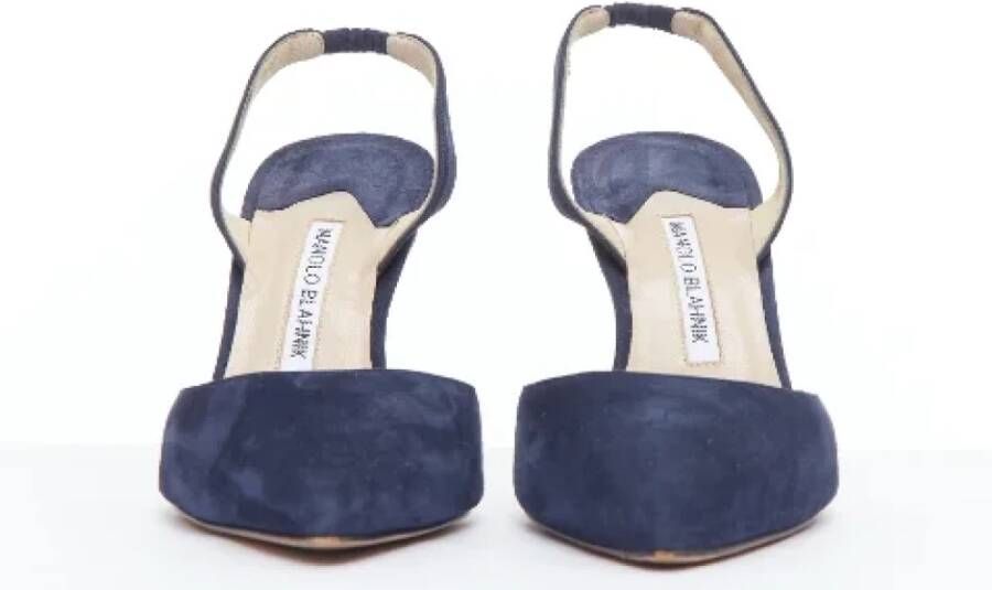 Manolo Blahnik Pre-owned Suede heels Blue Dames