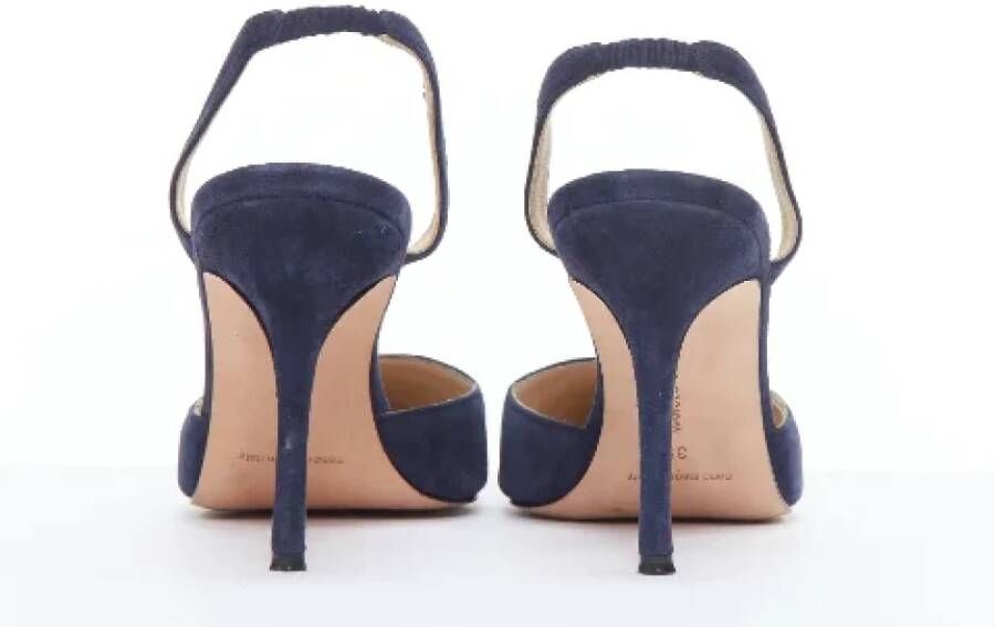 Manolo Blahnik Pre-owned Suede heels Blue Dames