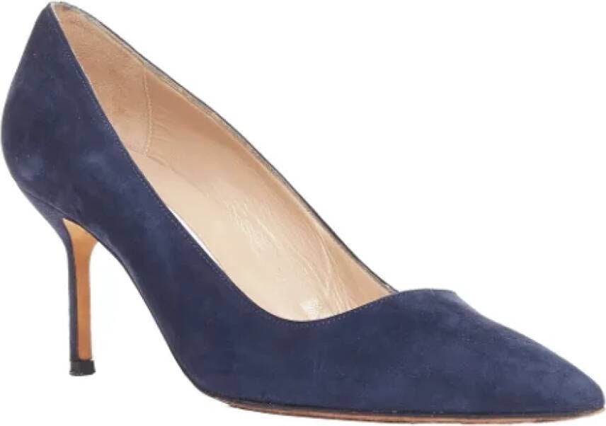 Manolo Blahnik Pre-owned Suede heels Blue Dames