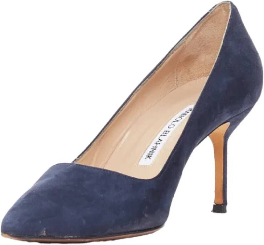 Manolo Blahnik Pre-owned Suede heels Blue Dames