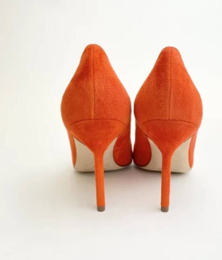 Manolo Blahnik Pre-owned Suede heels Orange Dames