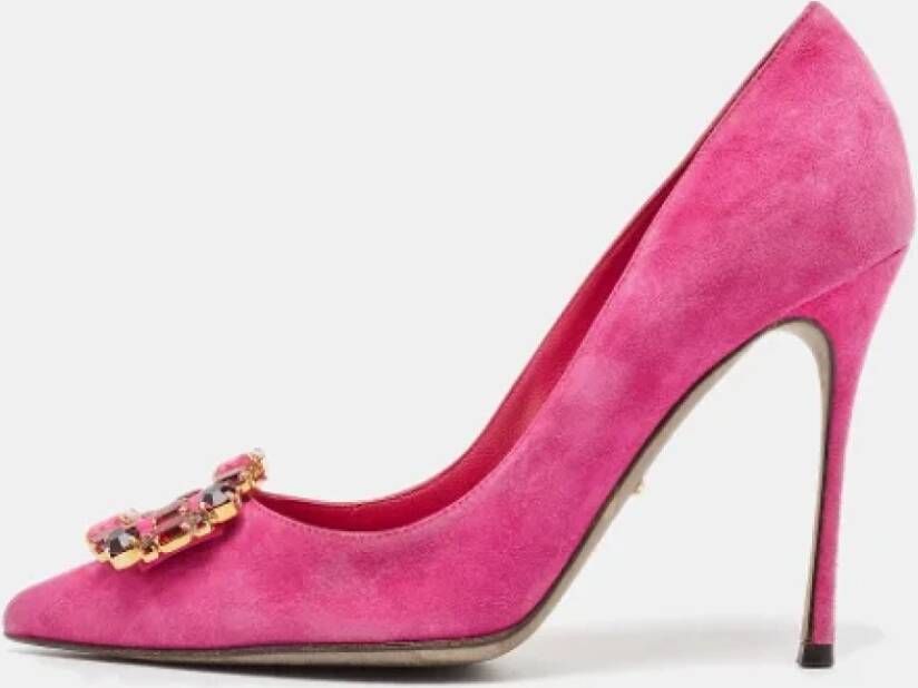 Manolo Blahnik Pre-owned Suede heels Pink Dames