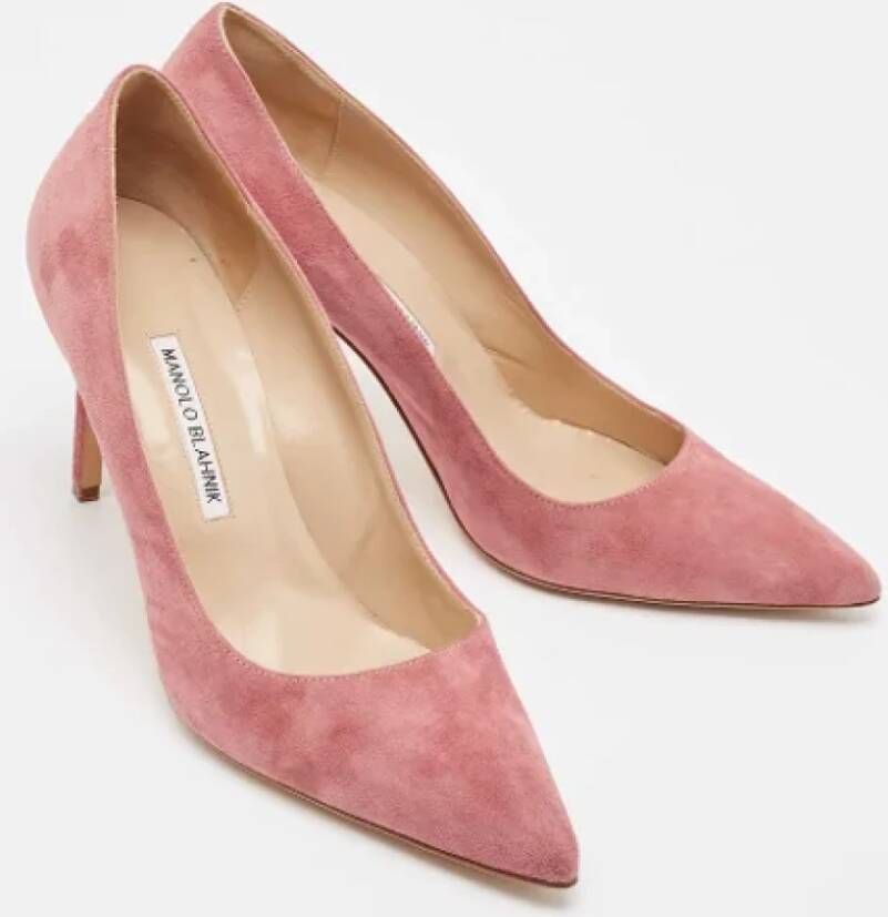 Manolo Blahnik Pre-owned Suede heels Purple Dames