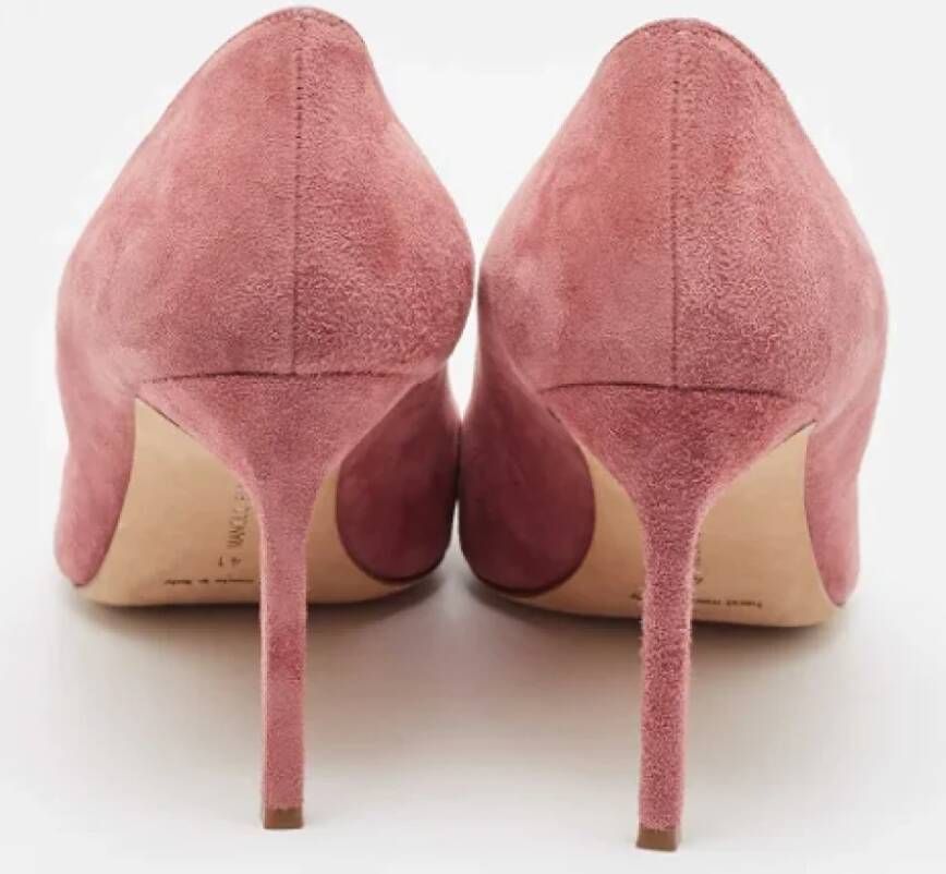 Manolo Blahnik Pre-owned Suede heels Purple Dames